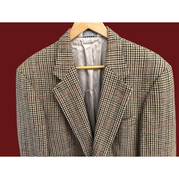 Lands End Houndstooth Plaid Wool Blazer Preppy Vintage Style Academia 41R - Picture 3 of 11